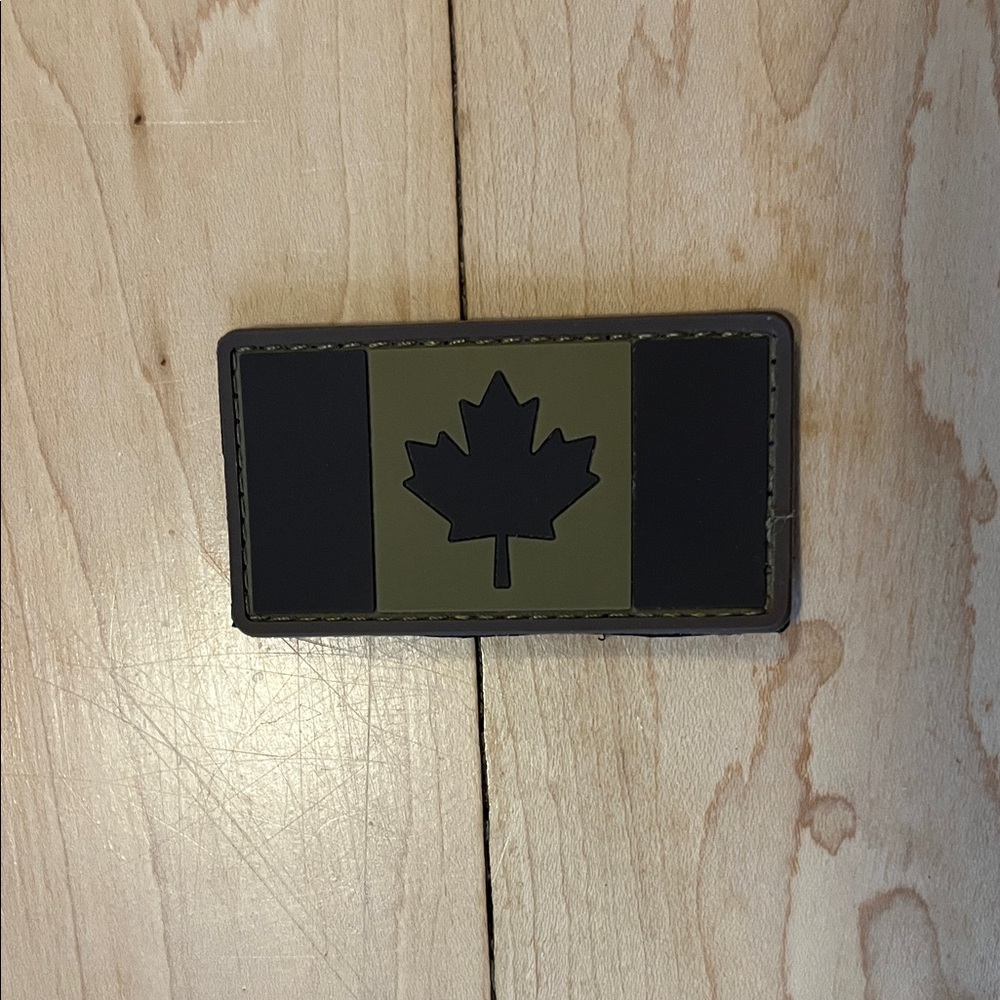 Black + Army Green Canadian Flag Maple Leaf Tactical Gear - Velcro Morale Patch